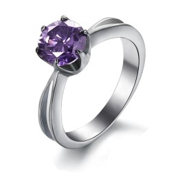 Myy Hyvin Kaikkialla Maailmassa Naisten Titaanisormus Violetilla Timantilla
