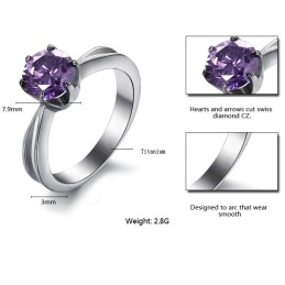 Myy Hyvin Kaikkialla Maailmassa Naisten Titaanisormus Violetilla Timantilla