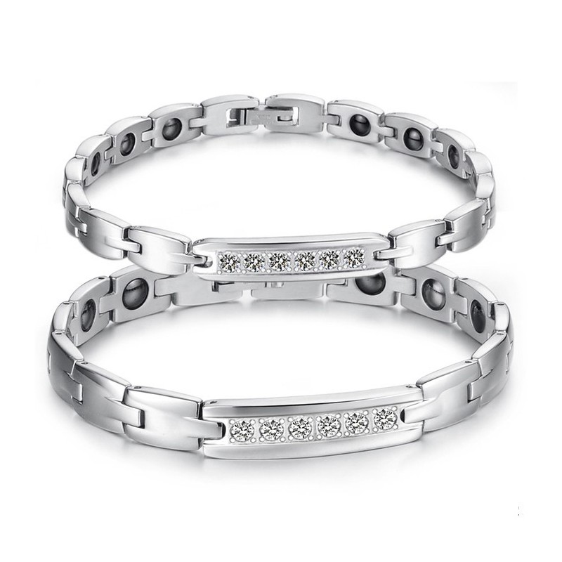 Luotettava Ja Laadukas Titaaninen Magneettirannekoru Rakastavaisille Strassilla