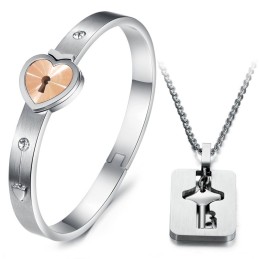 Korkealaatuinen Lukkomuotoinen Titaanirannekoru Rakastavaisille