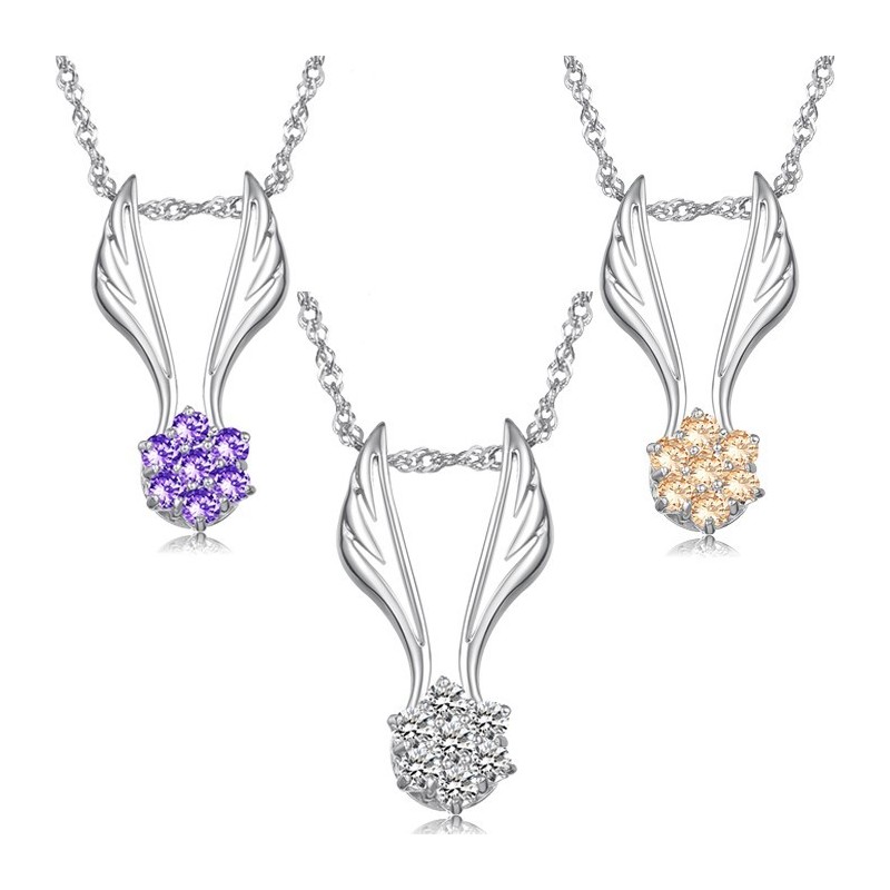 Helppokäyttöinen Naisten Siiven Muotoinen Platinapäällysteinen Titaanikaulakoru Strassilla