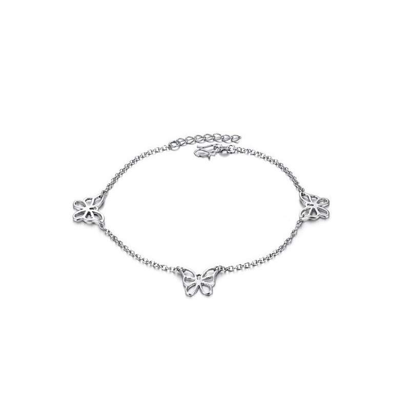 Laadun Ja Määrän Taattu Naisten Perhoskuvioinen Platinapäällysteinen Titaani-Nilkkarengas