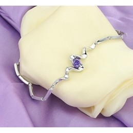 Korkealaatuinen Naisten Violetti Platinapäällysteinen Titaanirannekoru Timanteilla