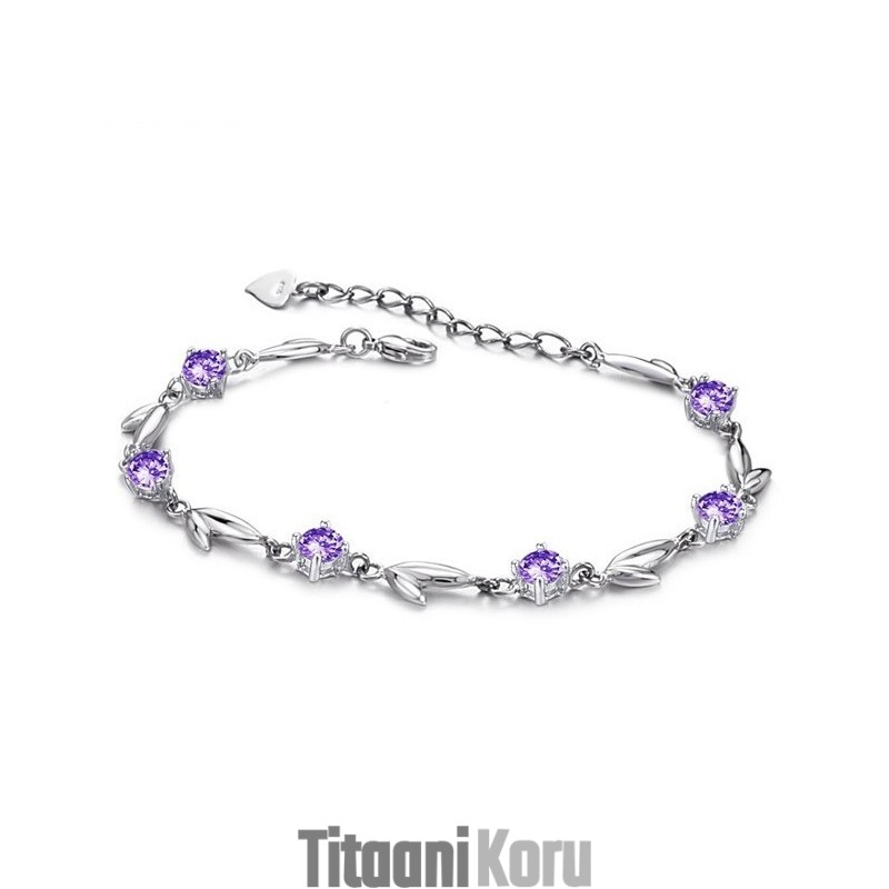 Maailmanlaajuisesti Tunnettu Naisten Violetti Platinapäällysteinen Titaanirannekoru Timanteilla