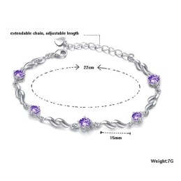 Laatu- Ja Määrävarmistettu Naisten Violetti Platinapäällysteinen Titaanirannekoru Timanteilla