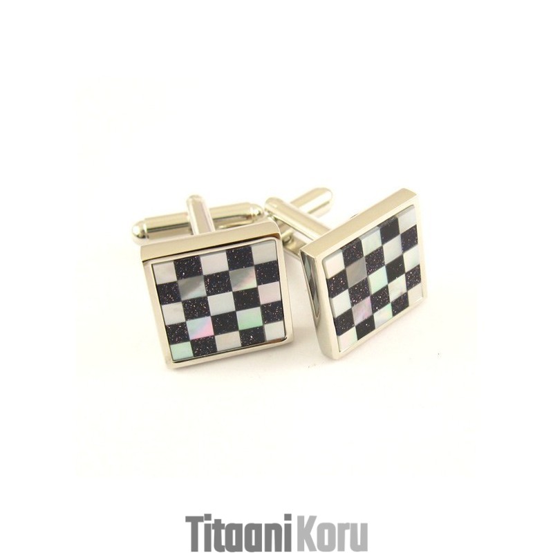 Titaanista Valmistetut Mustavalkoiset Kalvosinnapit