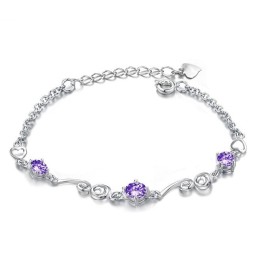 Korkealaatuinen Naisten Violetti Platinapäällysteinen Titaanirannekoru Timanteilla