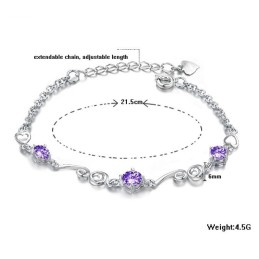 Korkealaatuinen Naisten Violetti Platinapäällysteinen Titaanirannekoru Timanteilla