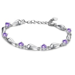 Kestävä Käytössä Oleva Naisten Violetti Platinapäällysteinen Titaanirannekoru Timanteilla