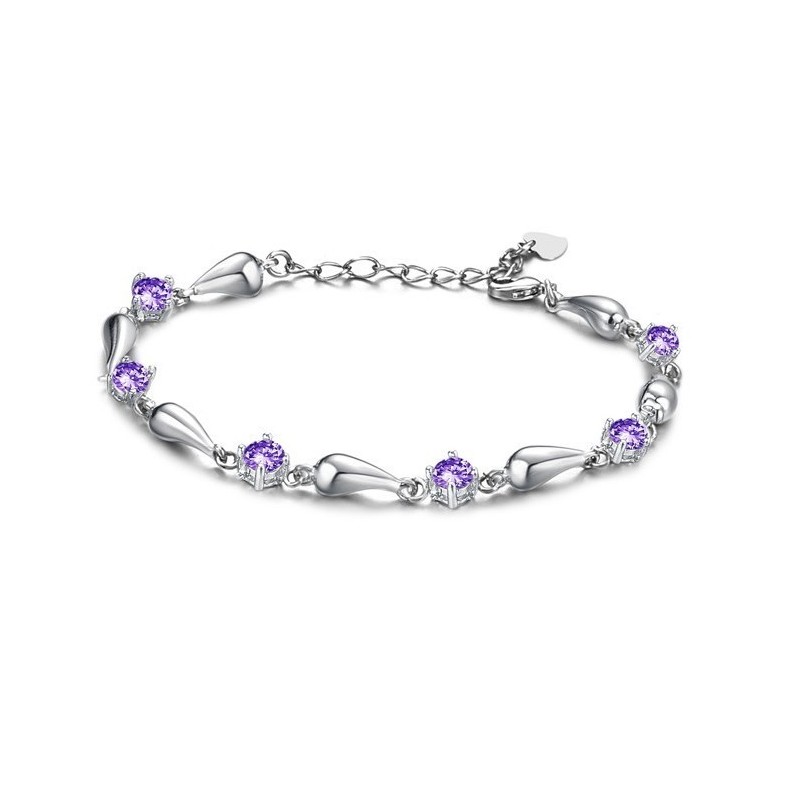 Kestävä Käytössä Oleva Naisten Violetti Platinapäällysteinen Titaanirannekoru Timanteilla Kestävä Käytössä Oleva Naisten Violetti Platinapäällysteinen Titaanirannekoru Timanteilla