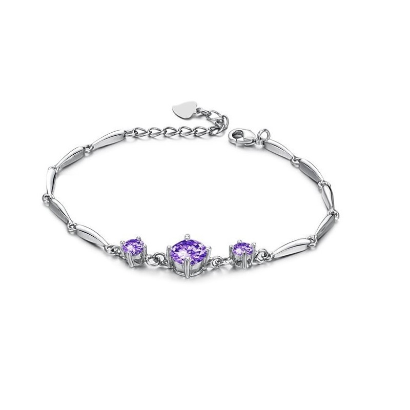 Vakaa Laatu Naisten Violetti Platinapäällysteinen Titaanirannekoru Timanteilla Vakaa Laatu Naisten Violetti Platinapäällysteinen Titaanirannekoru Timanteilla