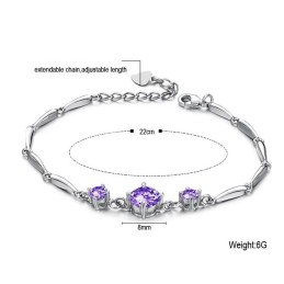 Vakaa Laatu Naisten Violetti Platinapäällysteinen Titaanirannekoru Timanteilla