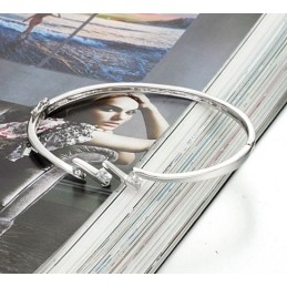 Laadun Ja Määrän Taattu Naisten Allergiaton Platinapinnoitettu Titaanirannekoru Strassilla