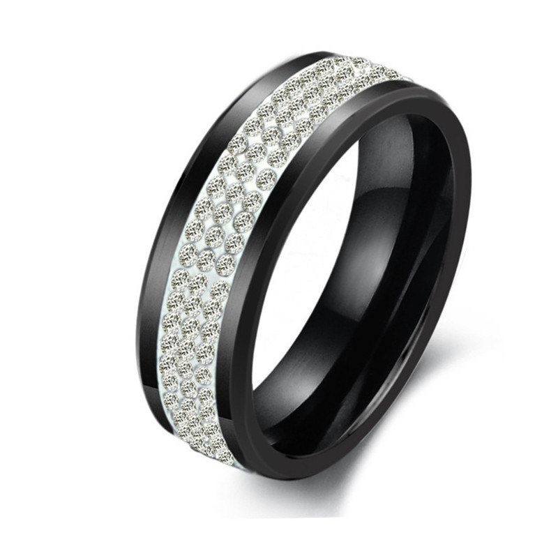 Erinomainen Laatu Musta Volframi Keraaminen Sormus Strassilla