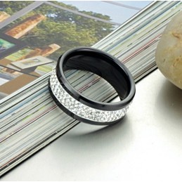 Erinomainen Laatu Musta Volframi Keraaminen Sormus Strassilla