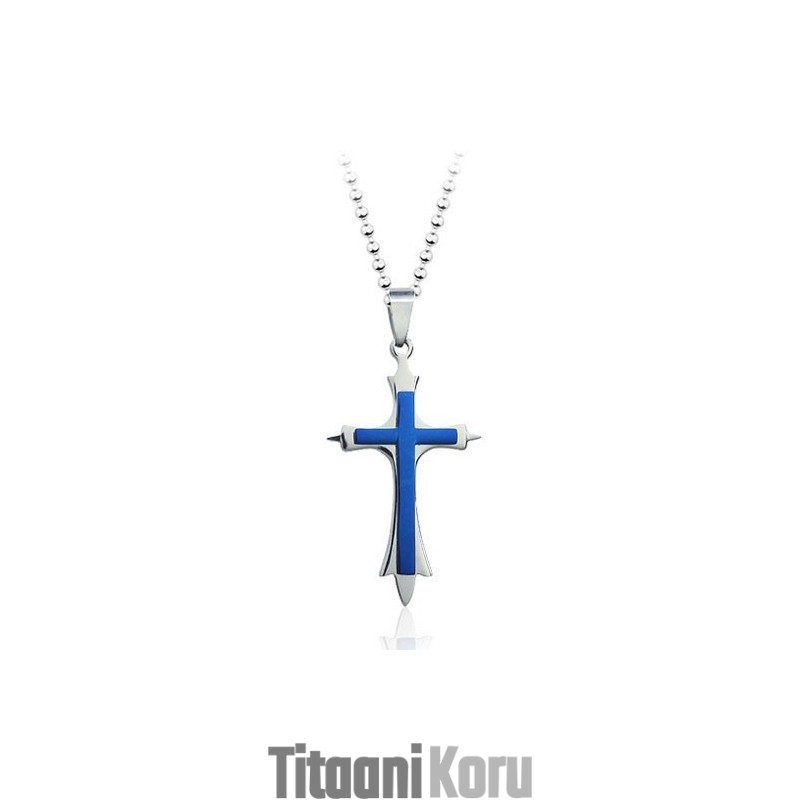 Tyylikäs Miesten Sininen Titaaniristiriipus - Vapaa Ketju