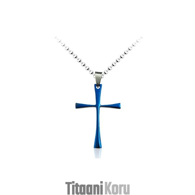 Miesten Sininen Yksinkertainen Titaaniristiriipus - Vapaa Ketju
