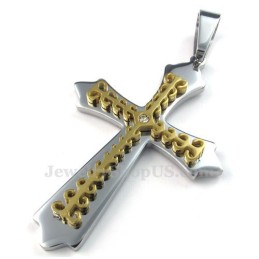 Kultainen Titaaniristiriipuskaulakoru (Vapaa Ketju)