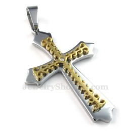 Kultainen Titaaniristiriipuskaulakoru (Vapaa Ketju)