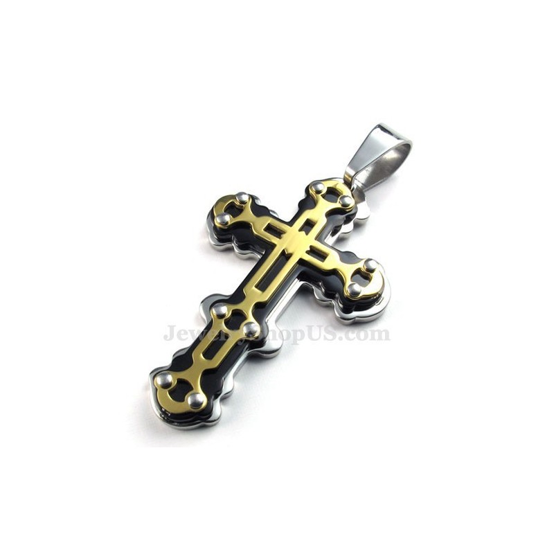 Titaani-Kultainen Musta Ristiriipuskaulakoru (Vapaa Ketju)