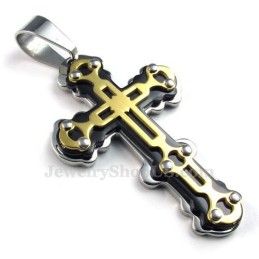 Titaani-Kultainen Musta Ristiriipuskaulakoru (Vapaa Ketju)