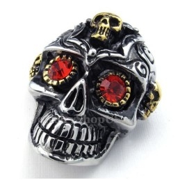 Red Eyes Titanium Skull -Riipuskaulakoru (Vapaa Ketju)