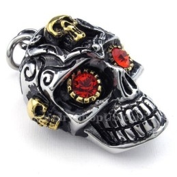 Red Eyes Titanium Skull -Riipuskaulakoru (Vapaa Ketju)