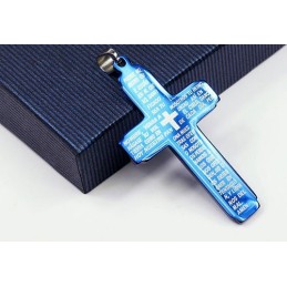 Sininen Raamattu-Titaaniristiriipus - Vapaa Ketju