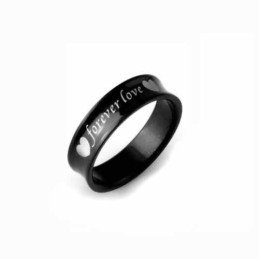 Forever Love Miesten 6 Mm Musta Titaanisormus