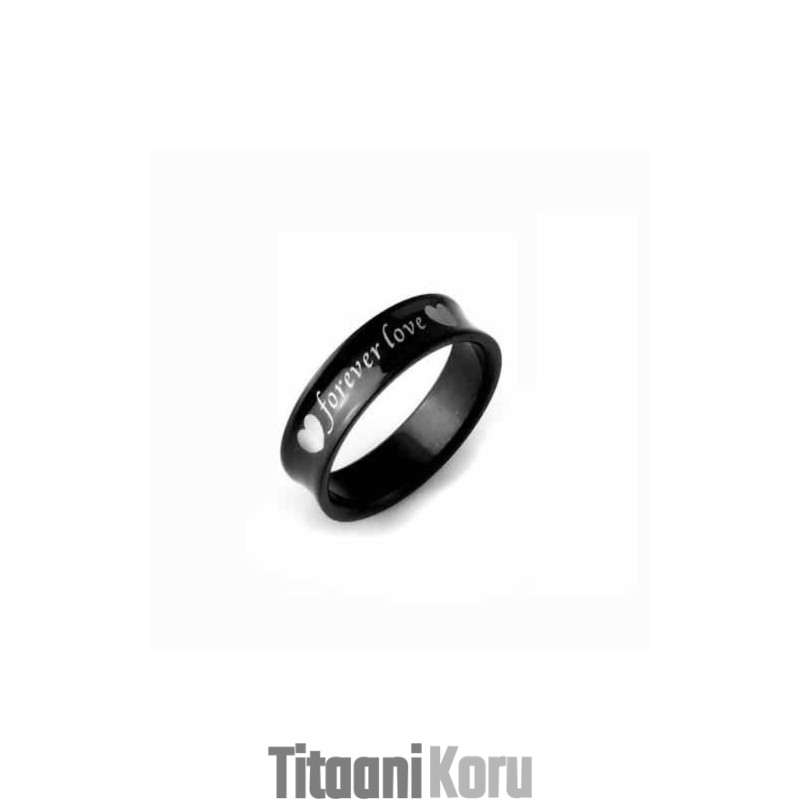 Forever Love Miesten 6 Mm Musta Titaanisormus