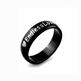 Endless Love Miesten 6 Mm Musta Titaanisormus