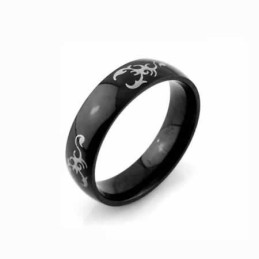 Scorpion King Miesten 6 Mm Musta Titaanisormus