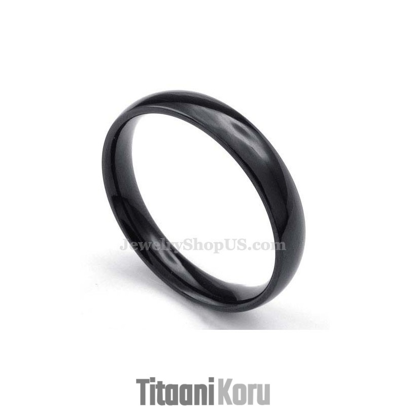 4 Mm Musta Titaani Sileä Sormus