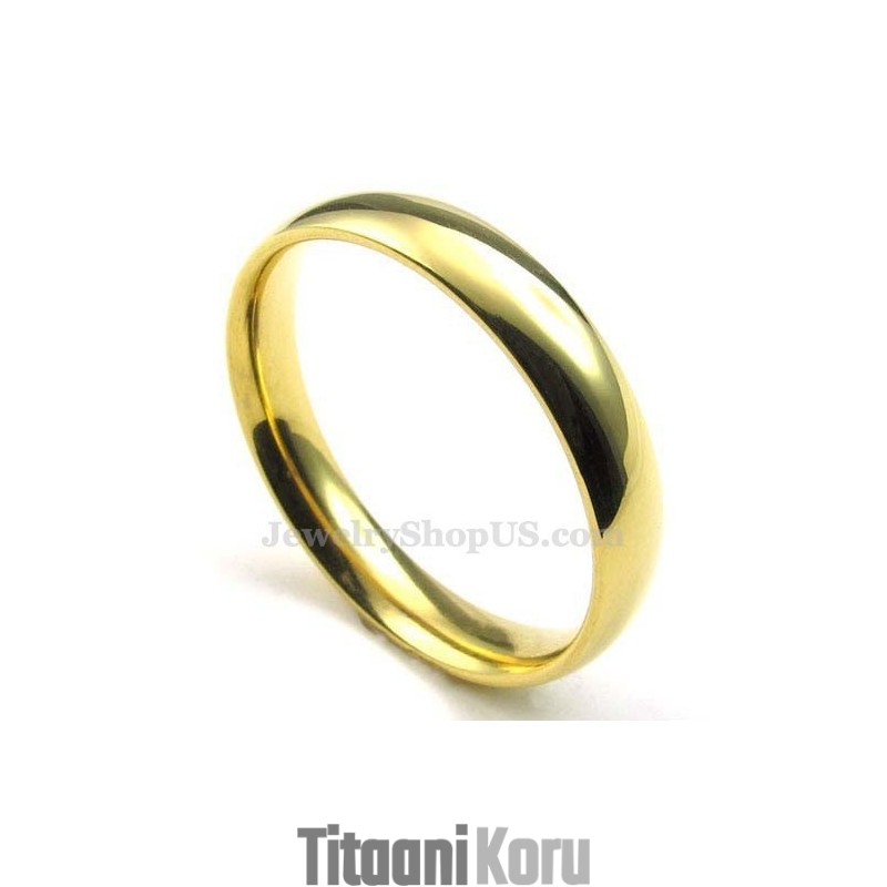 4 Mm:N Kultainen Titaanipyöreä Sormus