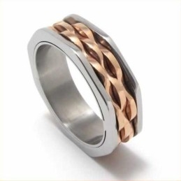 7 Mm:N Unisex-Aaltokuvioinen Titaani- Ja Kultasormus