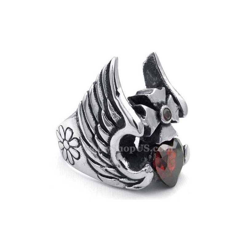 Titaaninen Ristisormus Punaisella Zirkonilla