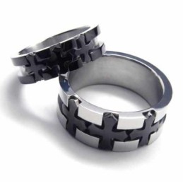 Ristiin Upotettu 6 Mm Musta Titaanisormus
