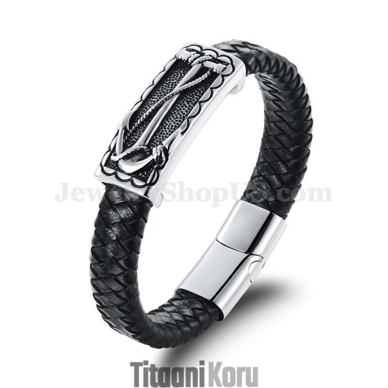 Hieno Miesten Titaani Nahkarannekoru C948 Hieno Miesten Titaani Nahkarannekoru C948