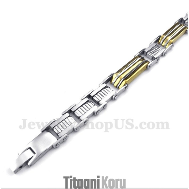 Miesten Titaaninen Kultainen Trapetsirannekoru