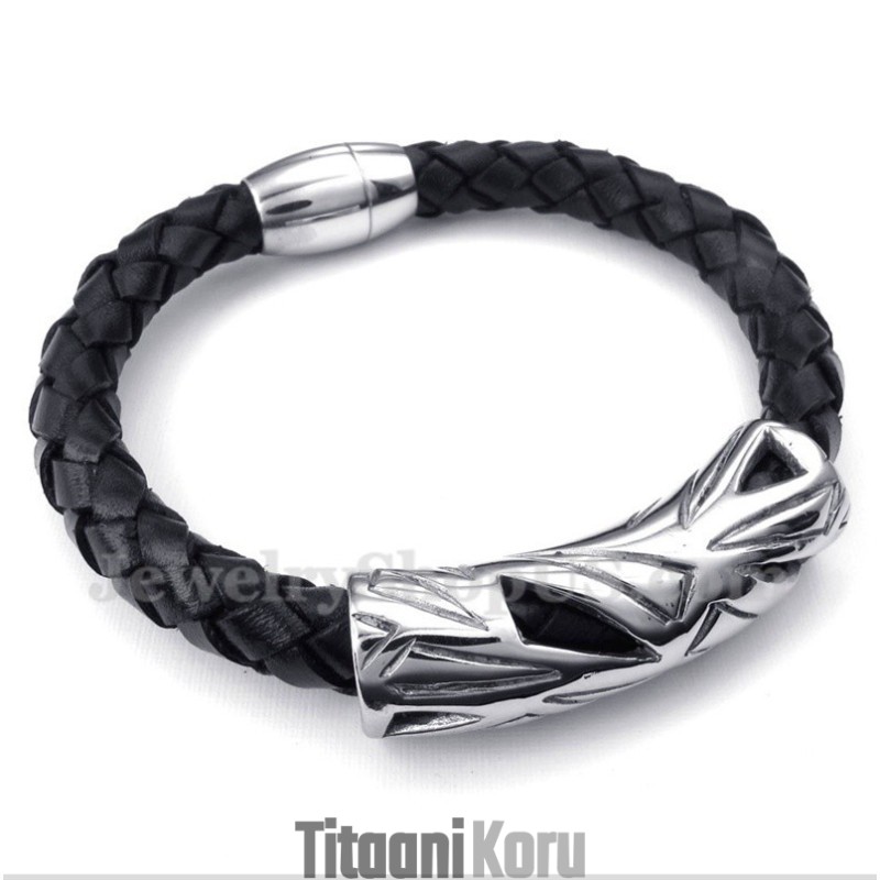 Miesten Titaani Nahkarannekoru