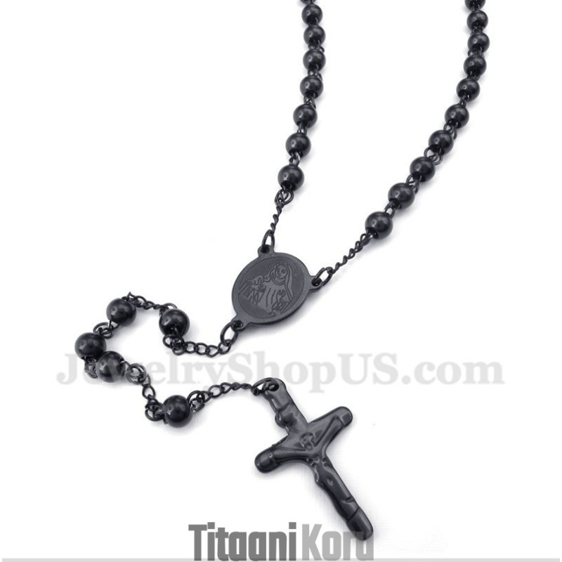 Miesten Titaanimusta Jeesus-Kaulakoru Miesten Titaanimusta Jeesus-Kaulakoru