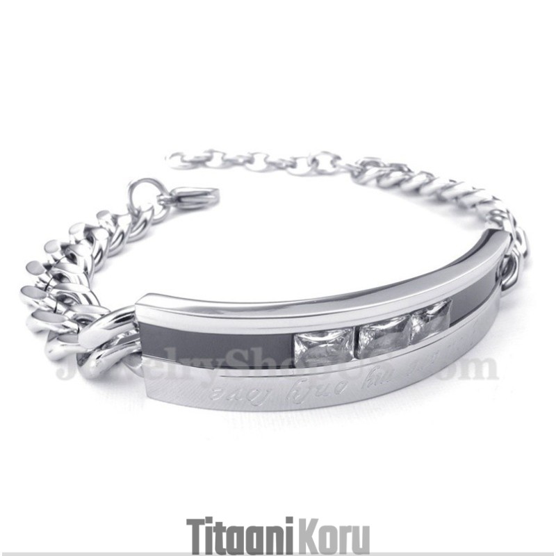 Miesten Titaanimusta Kristalli Miesten Pariskunnan Rannekoru