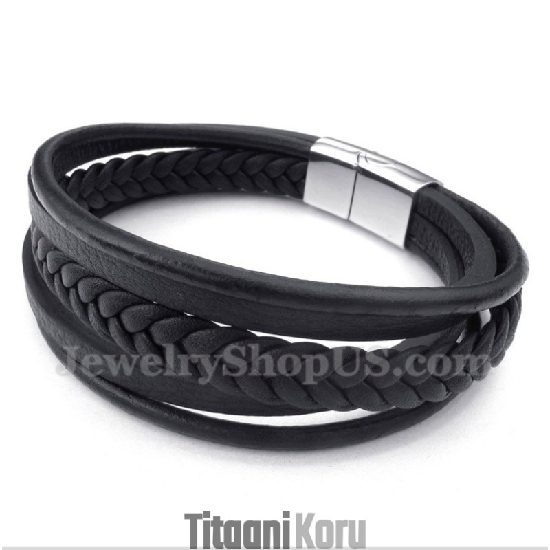 Miesten Nahkainen Titaanirannekoru