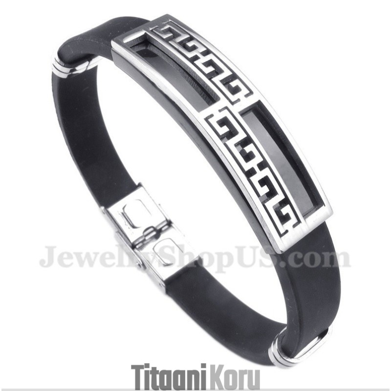 Miesten Titaaninen Kuminen Kreikkalainen Meander-Kuvioinen Rannekoru