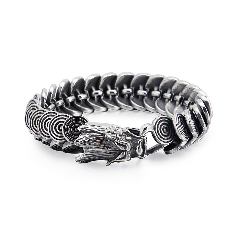 Muoti Cool Titanium Dragon Head -Korut Miehille Vintage Tide Men Casting Titanium Dragon -Rannekoru Muoti Cool Titanium Dragon Head -Korut Miehille Vintage Tide Men Casting Titanium Dragon -Rannekoru