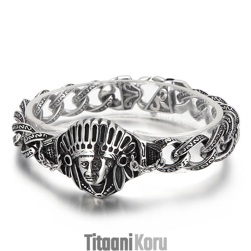 Uusi Casting Jewelry Retro Cool Chief Pattern Titanium Miesten Rannekoru