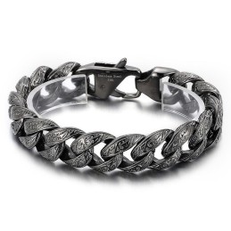 Vintage Cool Gunmetal Pinnoitettu Kuvio Titaanirannekoru Miehille