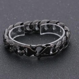Vintage Cool Gunmetal Pinnoitettu Kuvio Titaanirannekoru Miehille