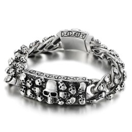 Vintage Cool Rock Skull Titanium -Rannekoru Miehille