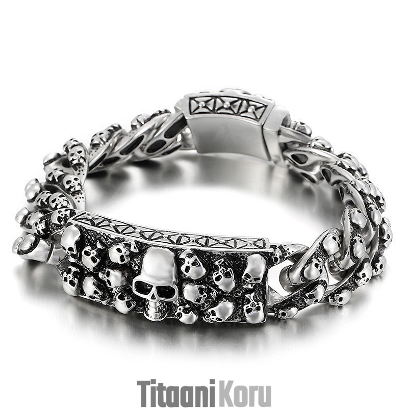 Vintage Cool Rock Skull Titanium -Rannekoru Miehille Vintage Cool Rock Skull Titanium -Rannekoru Miehille